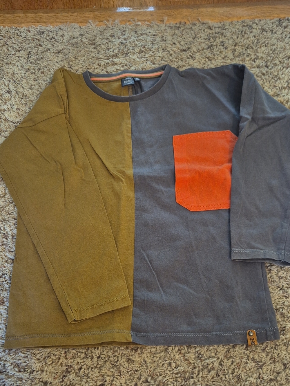 Kids Colorblock Long-Sleeve Tee with Orange Pocket